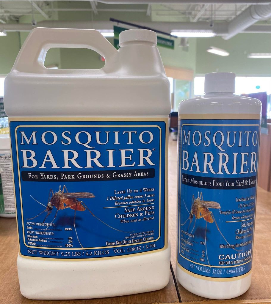 Display of mosquito barrier products in Rebekah's store.