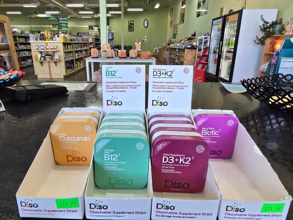 Selection of dissolvable supplement strips sold at Rebekah's.